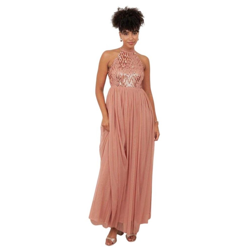 Maya Deluxe Womens/Ladies Halter Neck Maxi Dress / Terracotta